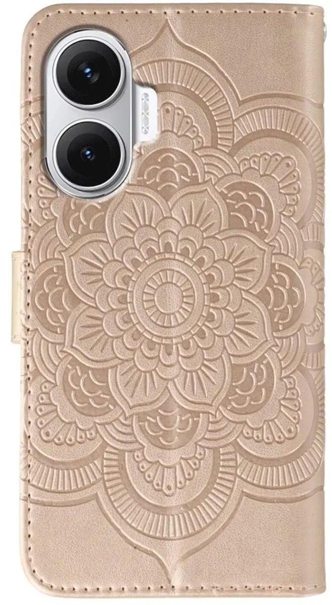 Selected Hoesje Xiaomi Poco F7 Mandala Book Case - Roze Goud