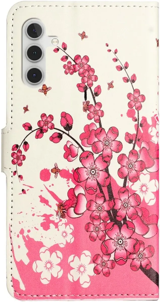 Selected Hoesje Samsung Galaxy A36 - Roze Bloemen Print - 2 Pasjes