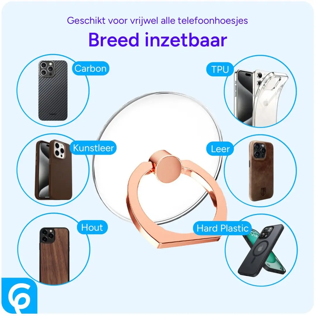 Selected Ringhouder Telefoon Achterkant - 360° Draaibaar Roze Goud