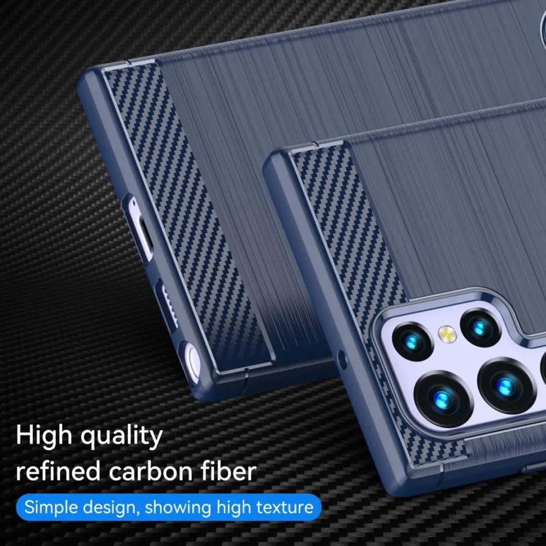 Selected Geborsteld TPU Hoesje Samsung Galaxy S23 Ultra - Blauw