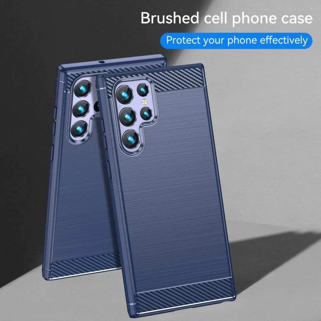 Selected Geborsteld TPU Hoesje Samsung Galaxy S23 Ultra - Blauw