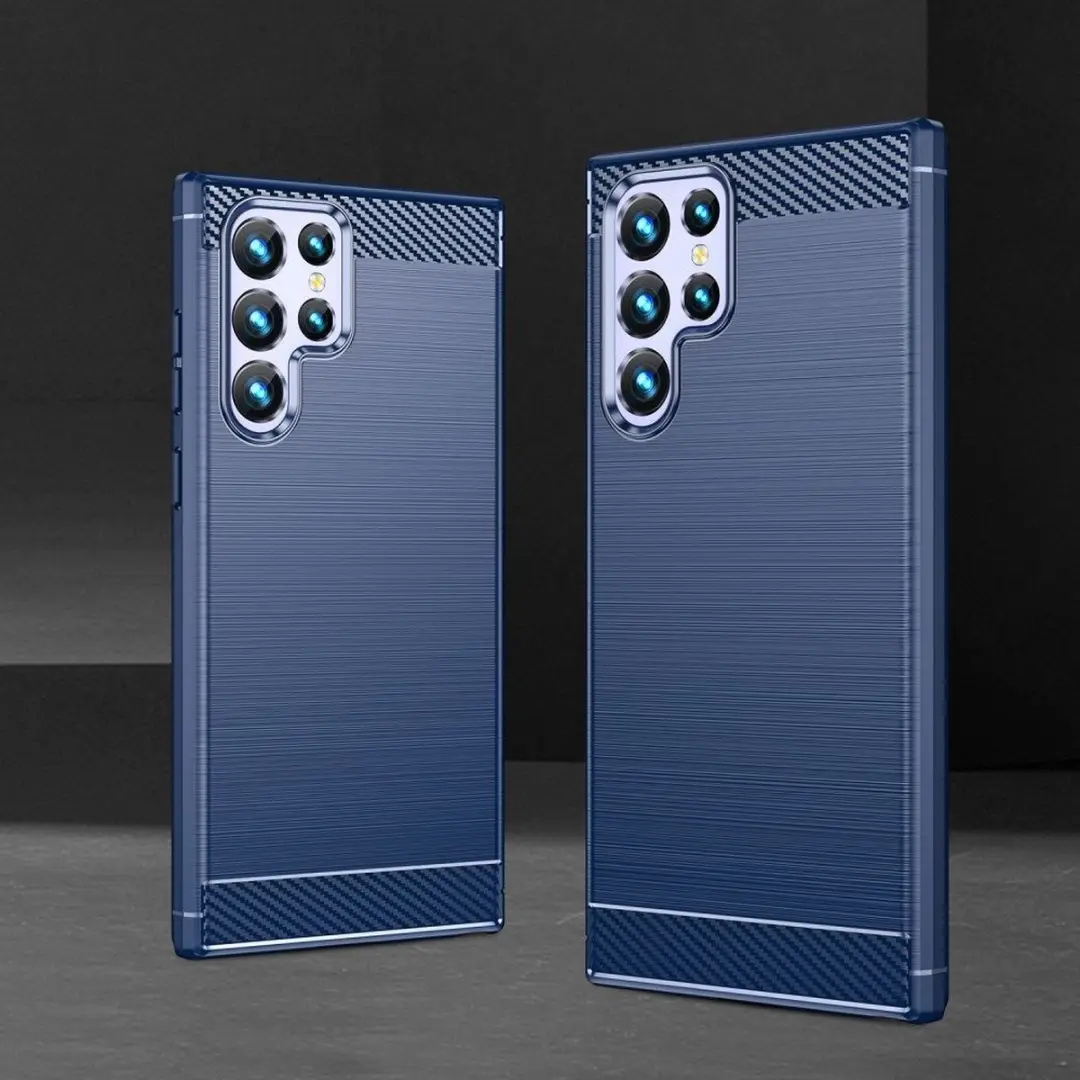 Selected Geborsteld TPU Hoesje Samsung Galaxy S23 Ultra - Blauw - afbeelding 6 van 6