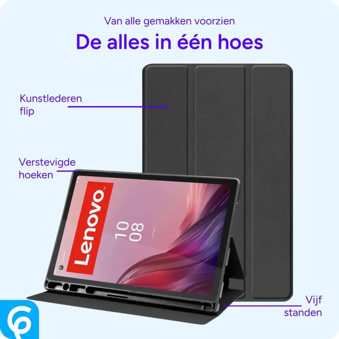 Selected Tablet Hoes Lenovo Tab M9 Tri-Fold Book Case - Zwart
