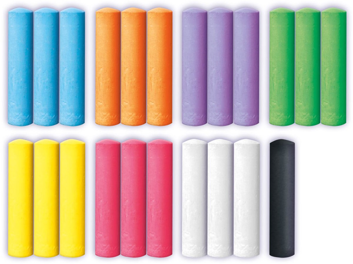 SES - Stoepkrijt emmer - 22 stuks - 8 kleuren inclusief zwart - stimuleert creativiteit