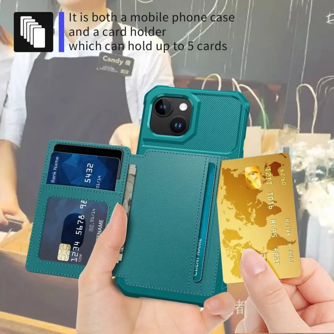 Selected Portemonnee Hoesje iPhone 15 - Groen - 4 Pasjes