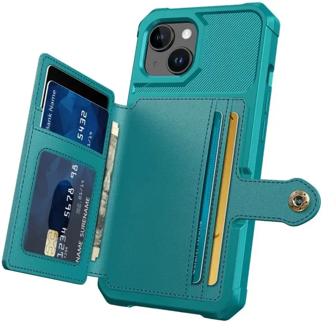 Selected Portemonnee Hoesje iPhone 15 - Groen - 4 Pasjes