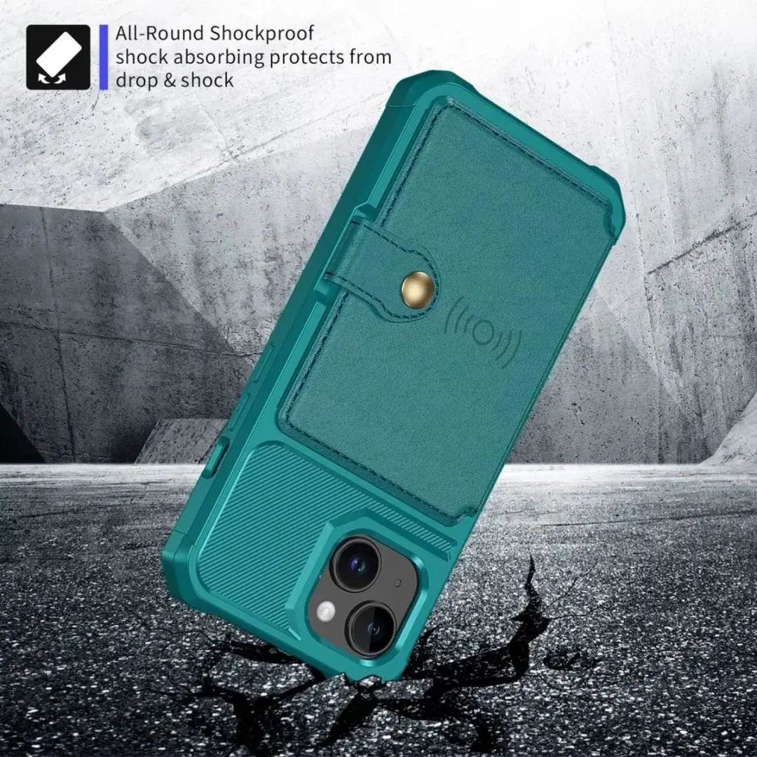 Selected Portemonnee Hoesje iPhone 15 - Groen - 4 Pasjes