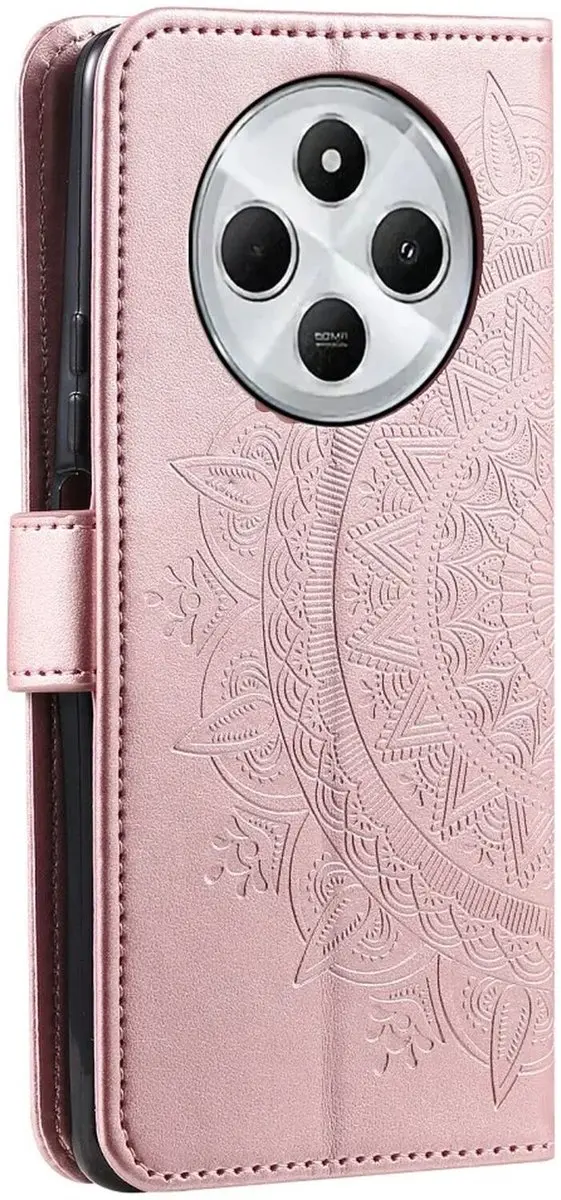Selected Hoesje Mandala Book Case Roze Goud - Xiaomi Redmi 14C - 3 Pasjes - afbeelding 6 van 6