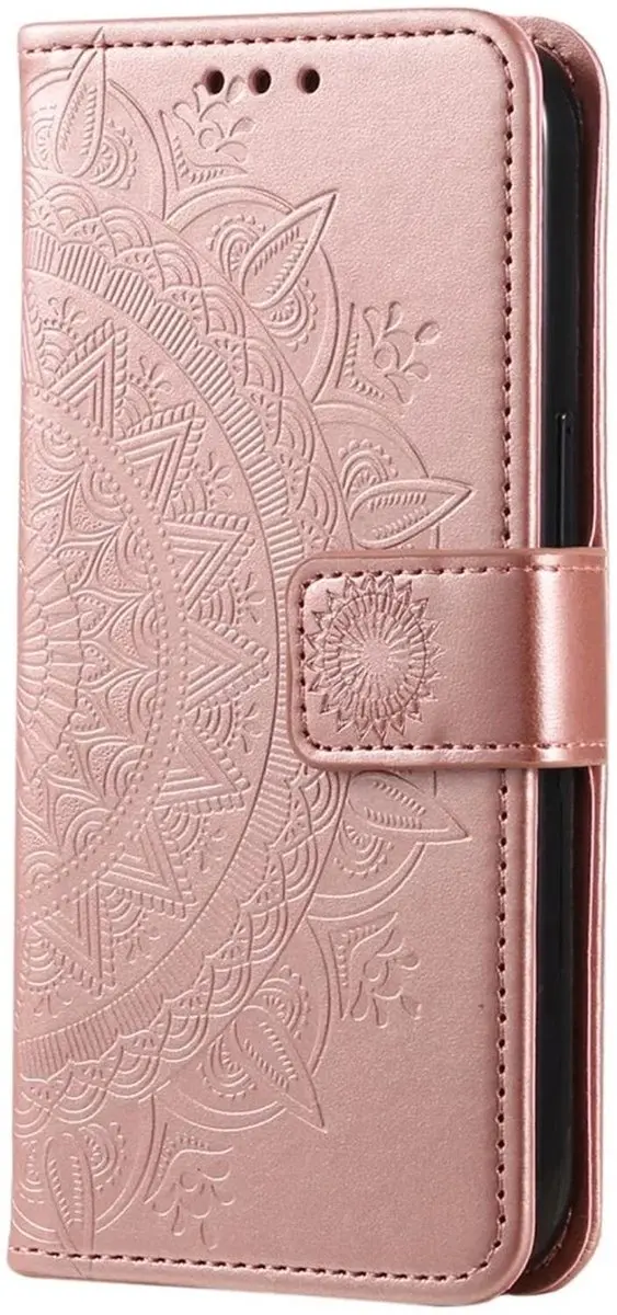 Selected Hoesje Mandala Book Case Roze Goud - Xiaomi Redmi 14C - 3 Pasjes