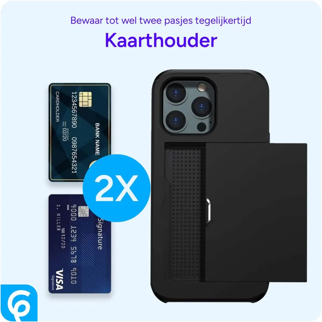 Selected Hoesje iPhone 14 Pro Kaarthouder - 2 Pasjes Zwart