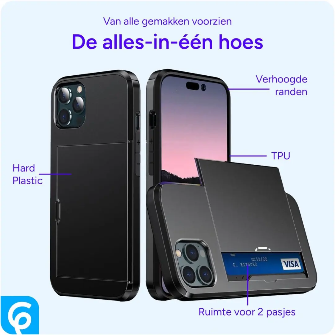Selected Hoesje iPhone 14 Pro Kaarthouder - 2 Pasjes Zwart