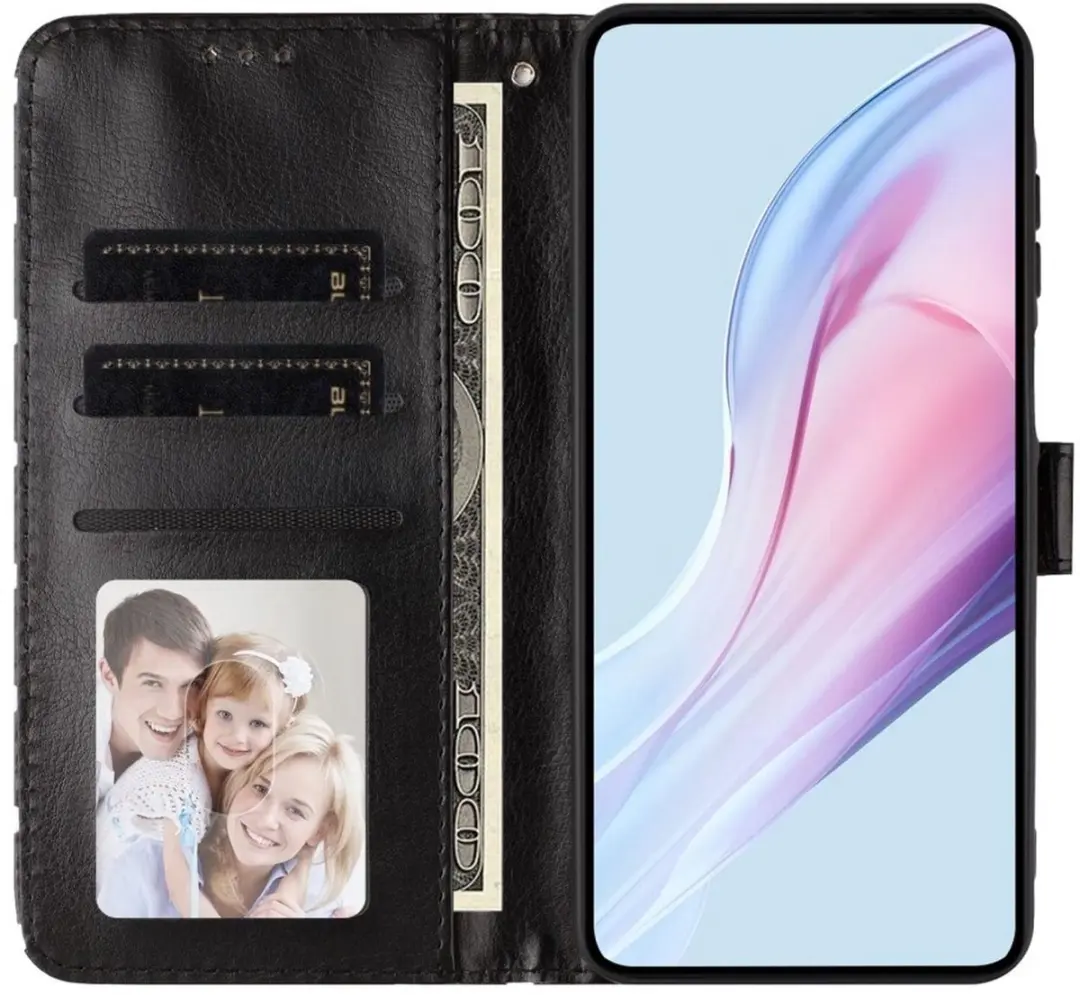 Selected Hoesje Samsung Galaxy A16 Polka Dot Wallet - 3 Pasjes - Zwart