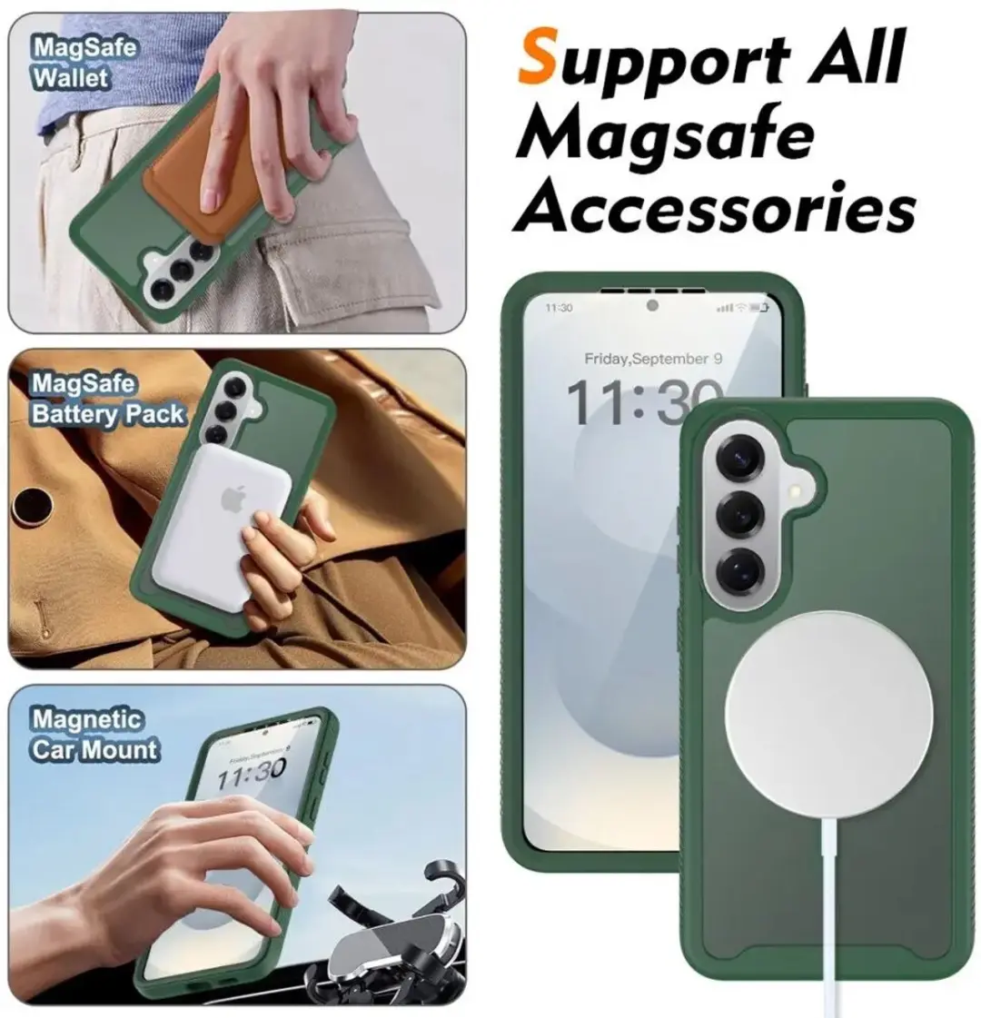 Selected Hoesje Samsung Galaxy S25 Matte Groen - MagSafe