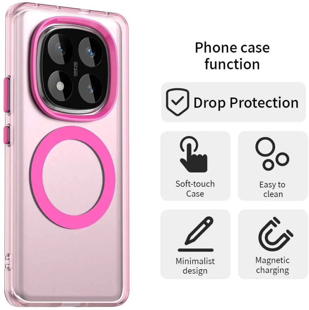 Selected MagSafe Backcover Xiaomi Poco X7/Redmi Note 14 Pro - Roze & Transparant