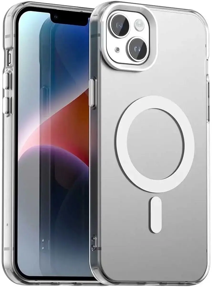 Selected Backcover Hoesje iPhone 15 MagSafe - Wit & Transparant