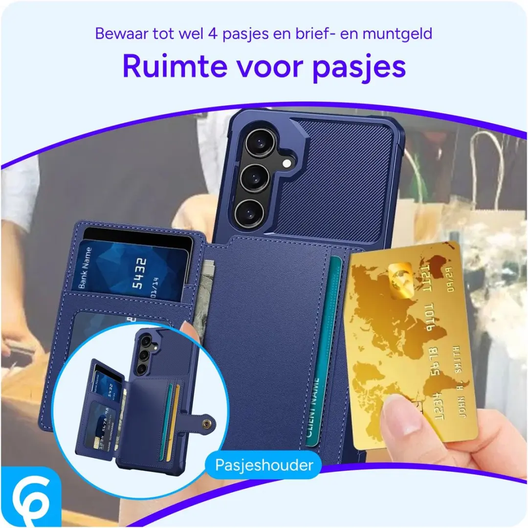 Selected Portemonnee Hoesje Samsung Galaxy S24 - 4 Pasjes - Blauw