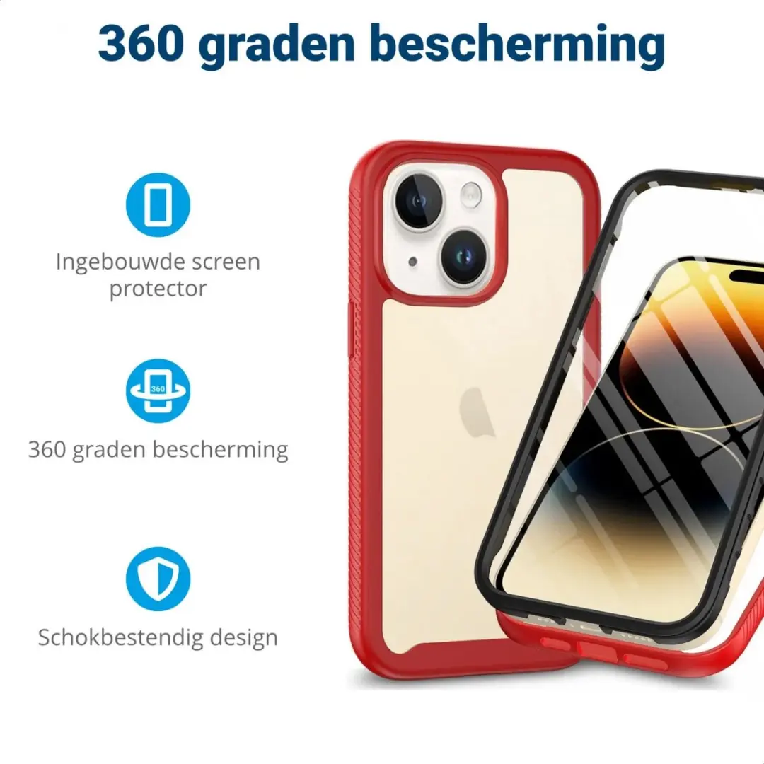 Selected by GSMpunt.nl iPhone 15 Plus Hoesje Rood - Full Protect