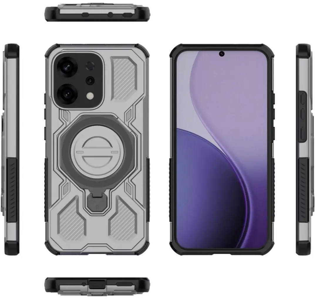 Selected Hoesje Oppo Reno 14 MagSafe Grijs - 360° Draaibare Stand