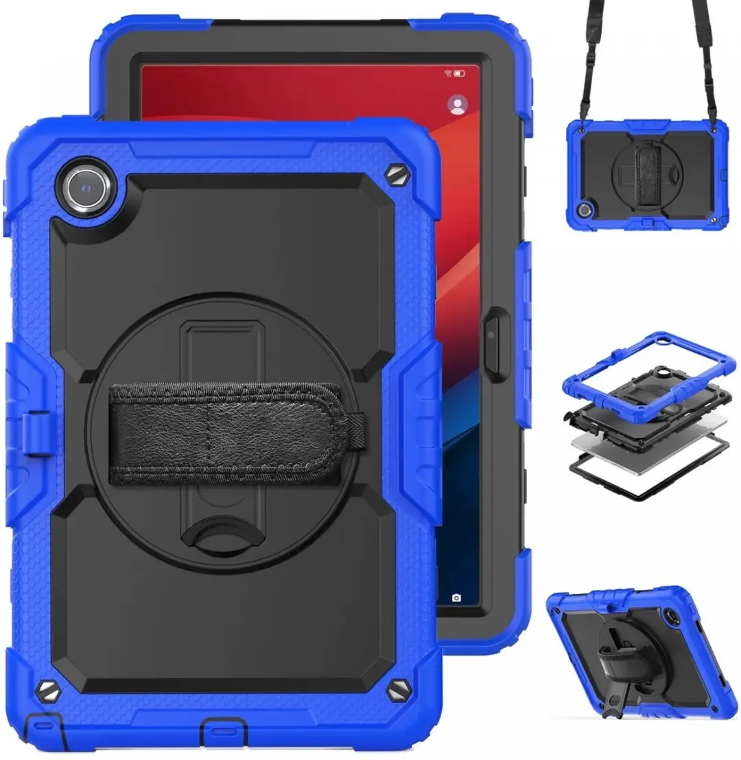 Selected Hoes Lenovo Tab M11 Screenprotector Blauw - met 360° Draaibare Handriem