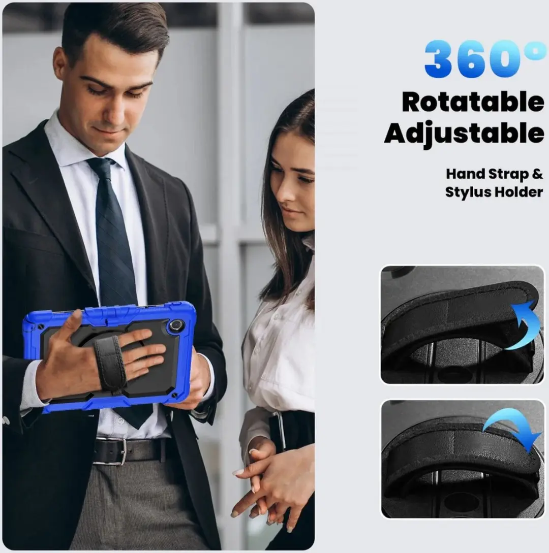 Selected Hoes Lenovo Tab M11 Screenprotector Blauw - met 360° Draaibare Handriem
