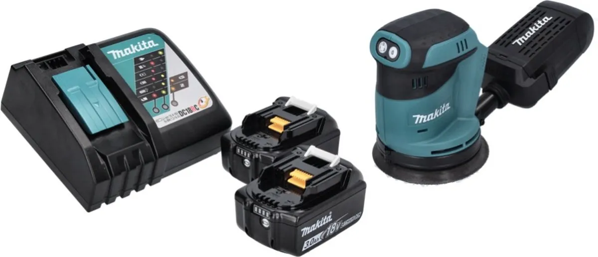 Makita DBO180RF Excentrische Schuurmachine 18V 125mm - 2x Accu 3,0Ah + Oplader - afbeelding 2 van 5