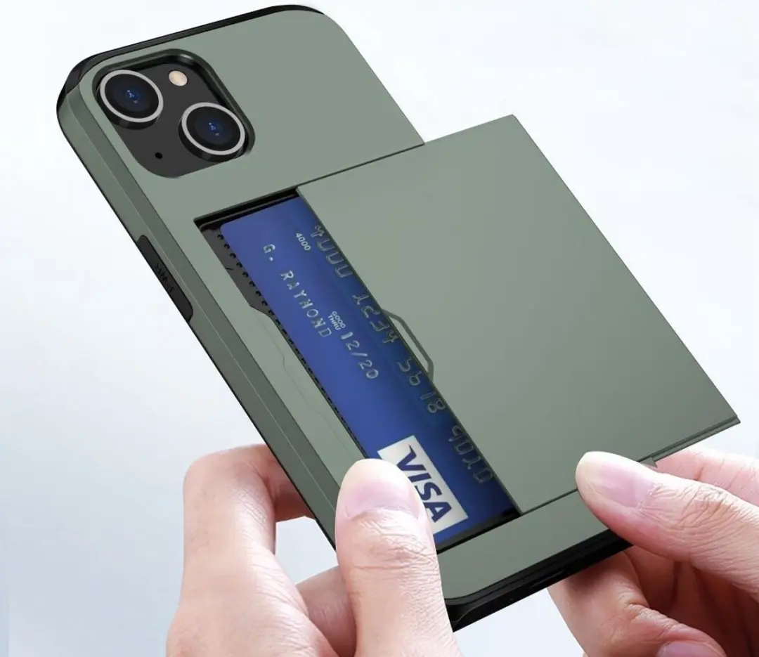 Selected Hoesje iPhone 15 Kaarthouder Groen - 2 Pasjes - afbeelding 6 van 6