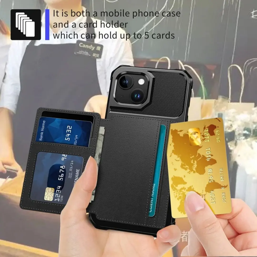 Selected Portemonnee Hoesje iPhone 15 Plus - 4 Pasjes - Zwart