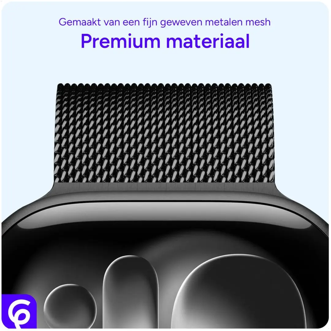 Selected SBG Milanees Horlogebandje Apple Watch - 42/44/45/46/49mm - Zwart