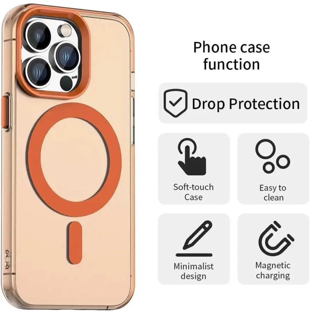 Selected MagSafe Backcover iPhone 14 Pro - Oranje & Transparant