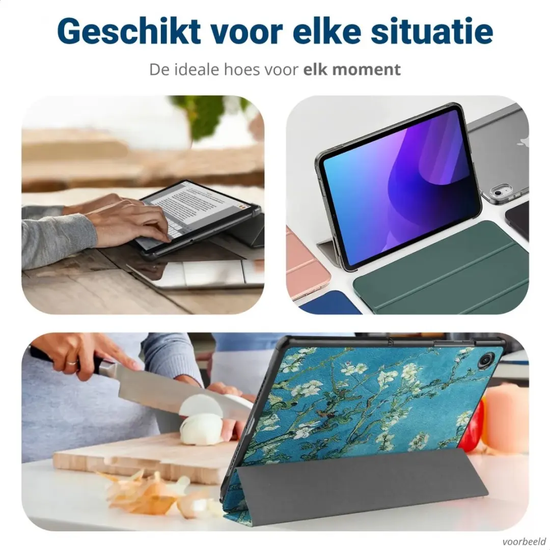 Selected by GSMpunt Lenovo Tab P12 Book Case Hoes - Tri-fold Kunstleder - 12" - Wit