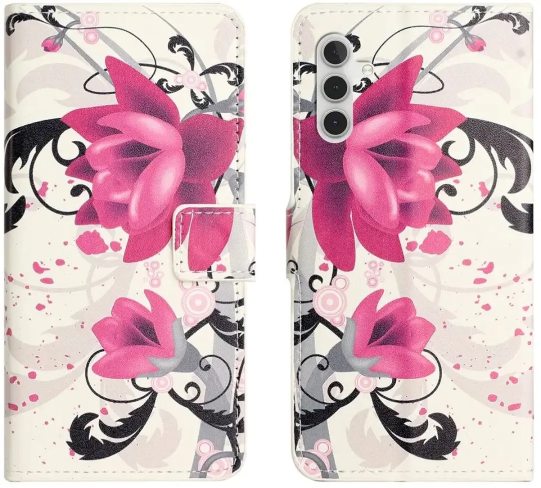 Selected Hoesje Samsung Galaxy A37 Book Case - Magneet Sluiting - 2 Pasjes - Lotus Print