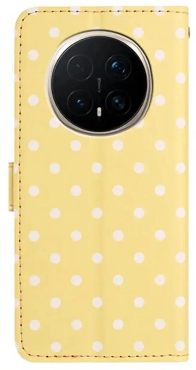 Selected Hoesje Honor Magic 8 Pro Polka Dot Wallet Book - Geel