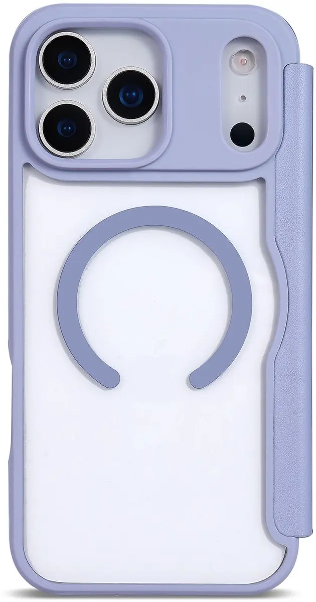 Selected Portemonnee Hoesje iPhone 17 Pro Max - MagSafe - Paars/Transparant