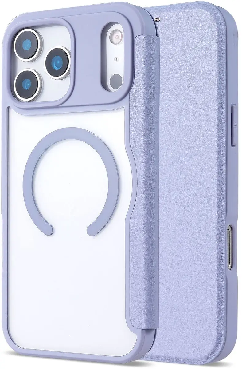 Selected Portemonnee Hoesje iPhone 17 Pro Max - MagSafe - Paars/Transparant