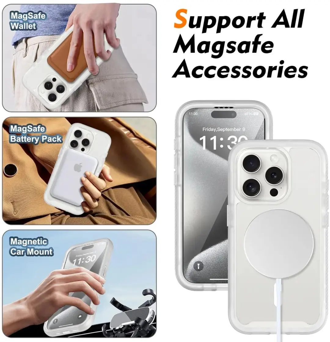Selected by GSMpunt.nl iPhone 15 Pro Hoesje - Matte Transparant - MagSafe