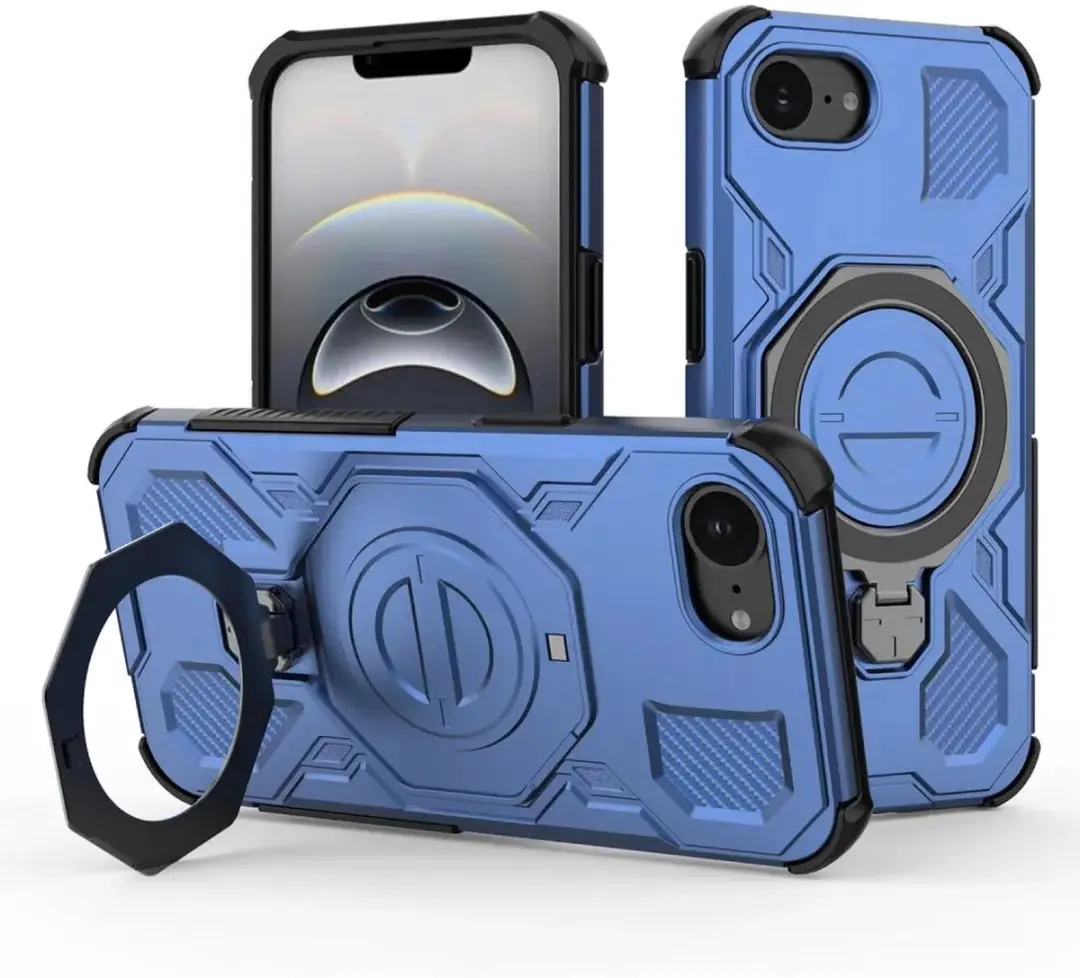 Selected by GSMpunt.nl iPhone 16e/17e Hoesje Blauw - MagSafe Kickstand