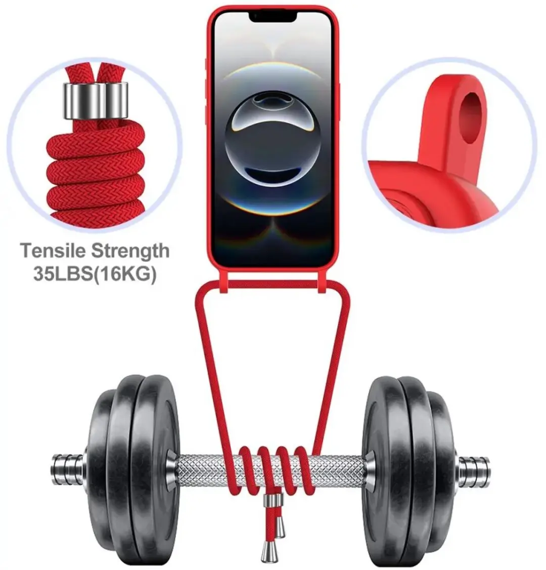 Selected by GSMpunt.nl iPhone Hoesje met Koord en Pasjeshouder - Rood - afbeelding 6 van 6