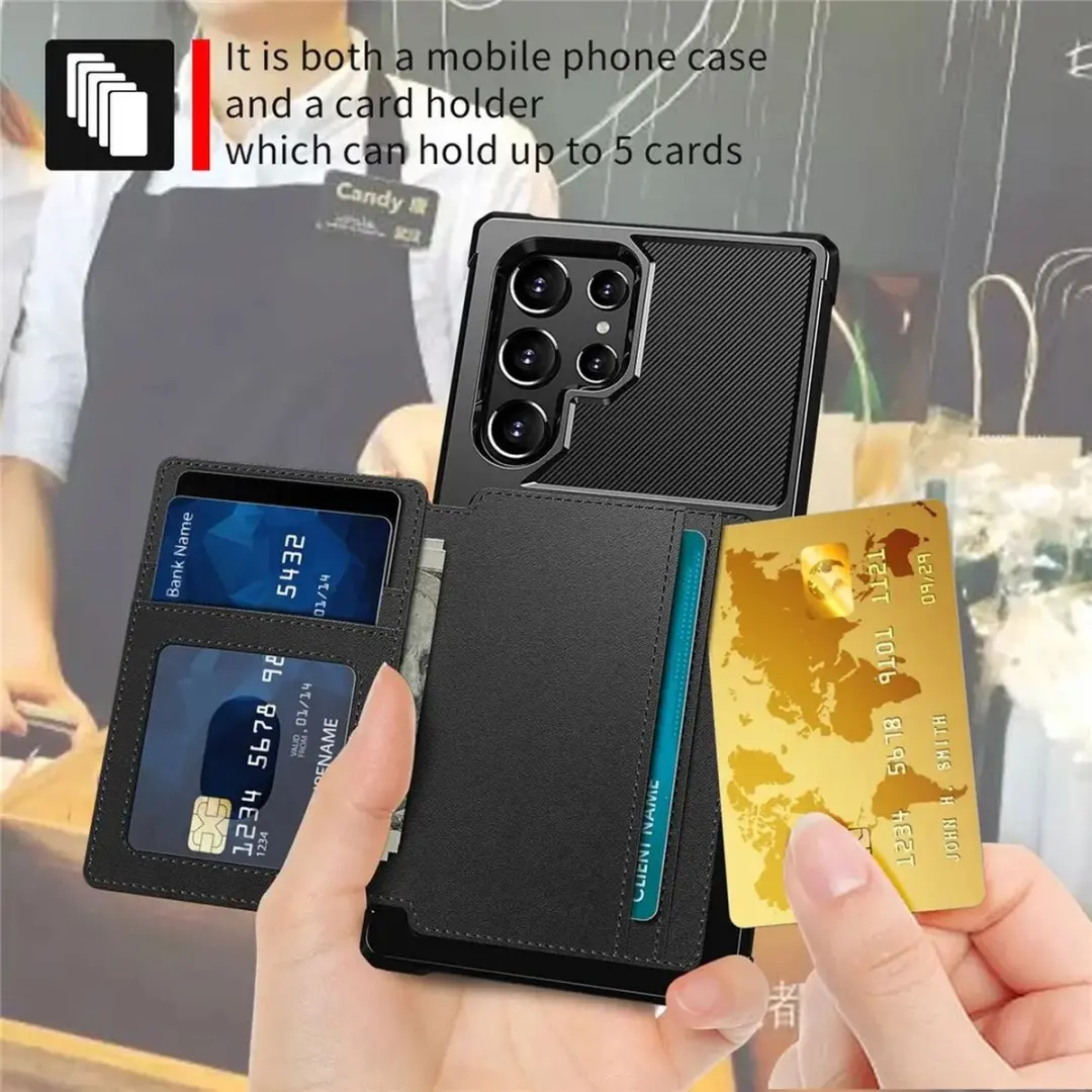 Selected Portemonnee Hoesje Samsung Galaxy S22 Ultra - 4 Pasjes - Zwart