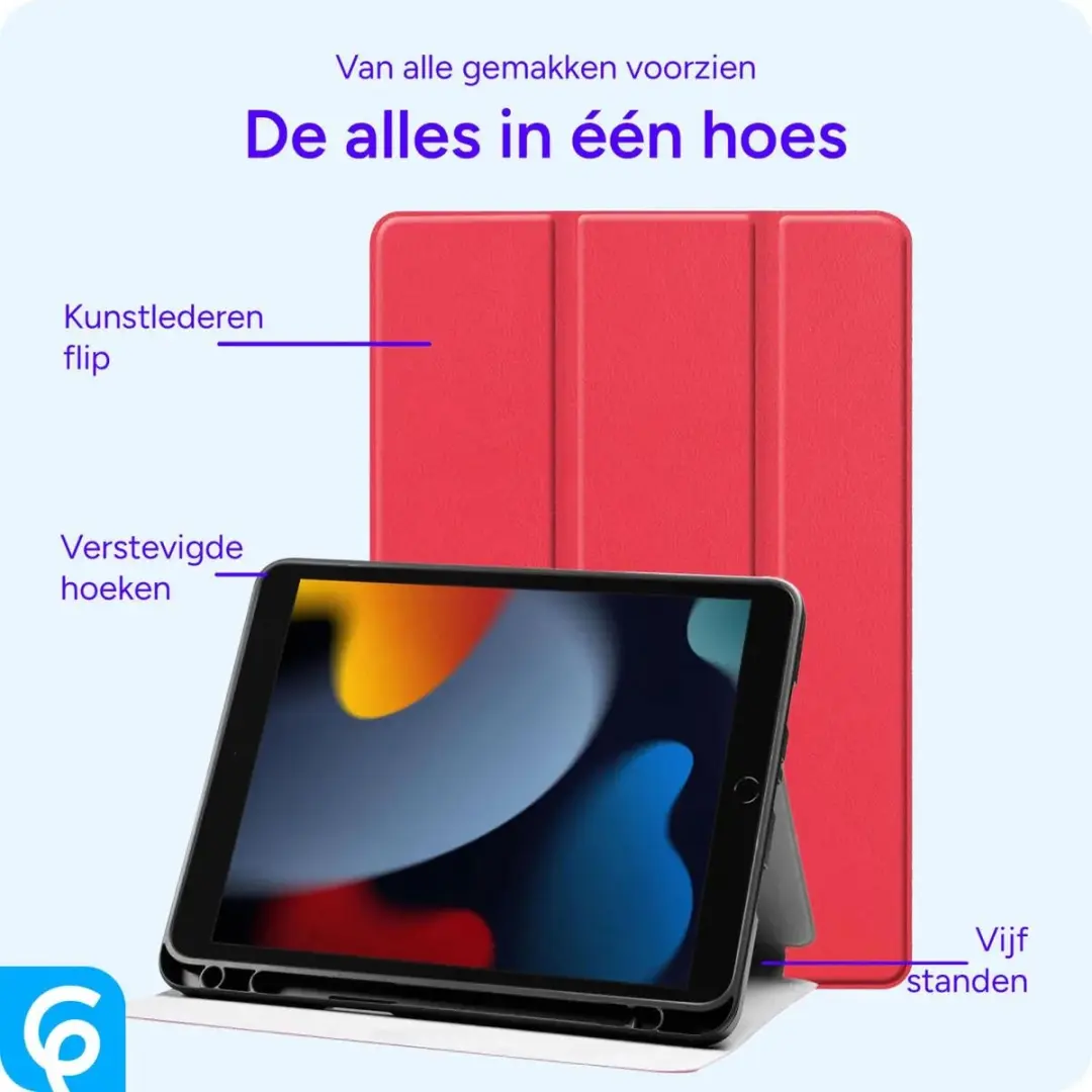 Selected Tablet Hoes Apple iPad 10.2" - Luxe Tri-Fold Book Case - Rood