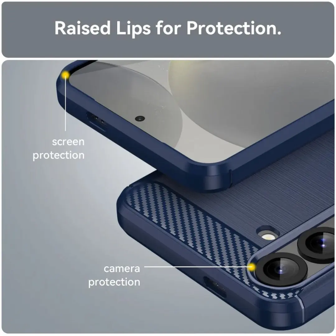 Selected Geborsteld TPU Hoesje Samsung Galaxy S25 Plus - Blauw