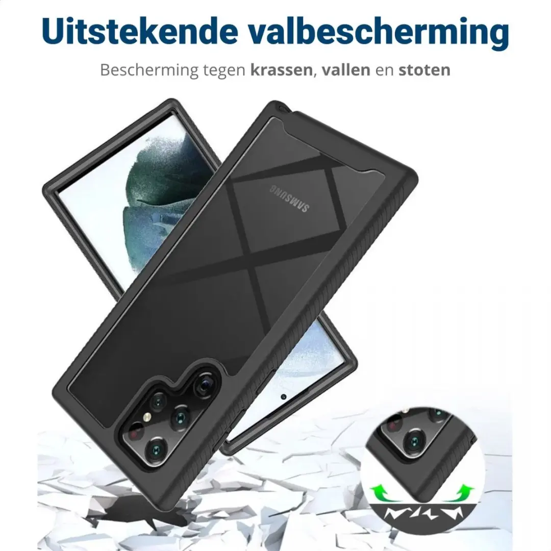 Selected by GSMpunt Samsung Galaxy S22 Ultra Hoesje - Blauw - Ingebouwde Screenprotector