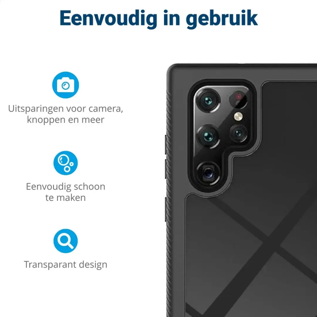 Selected by GSMpunt Samsung Galaxy S22 Ultra Hoesje - Blauw - Ingebouwde Screenprotector