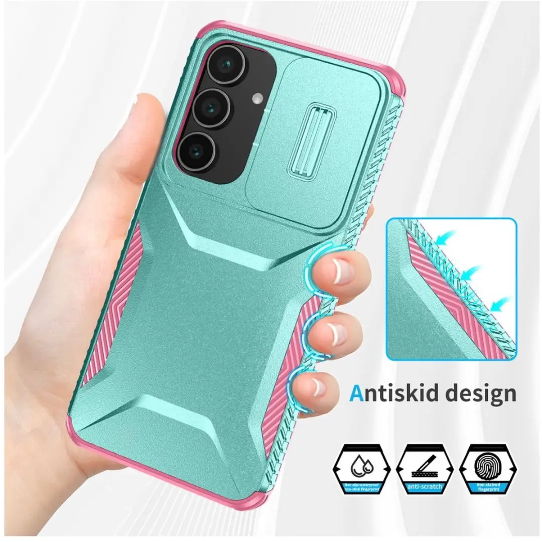 Selected Hoesje Samsung Galaxy S25 FE Camera Slider Blauw Roze