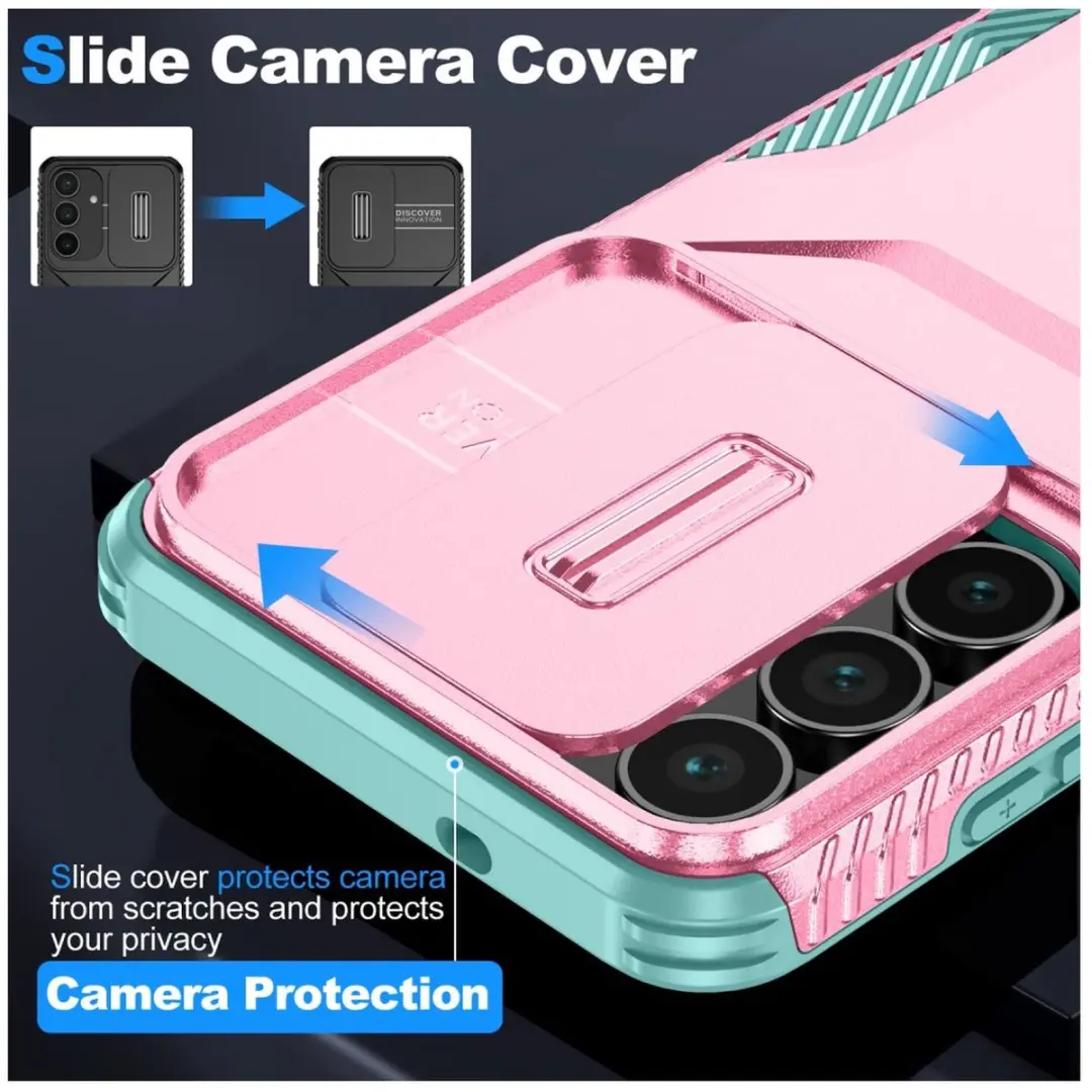 Selected Hoesje Samsung Galaxy S25 FE Camera Slider Blauw Roze