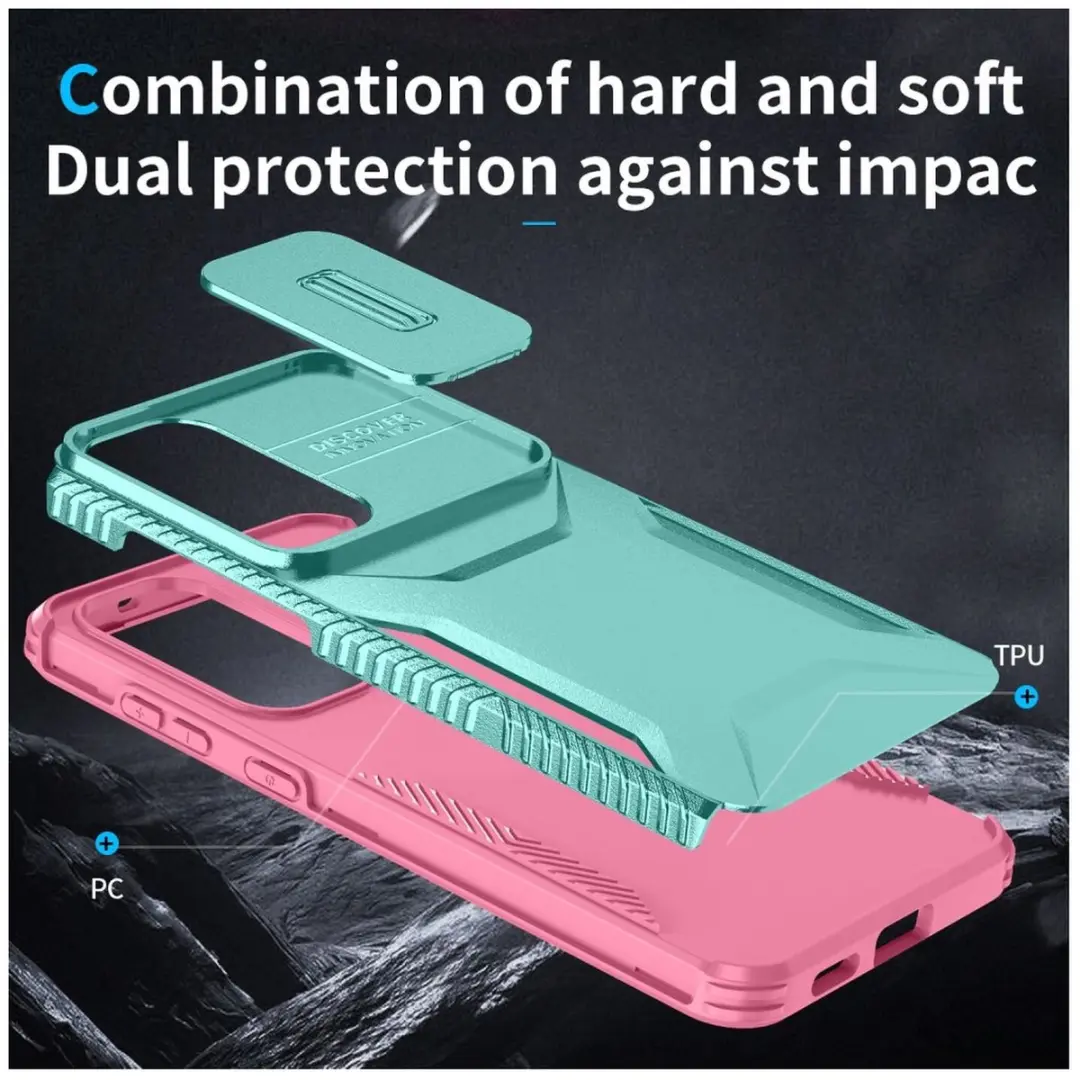 Selected Hoesje Samsung Galaxy S25 FE Camera Slider Blauw Roze