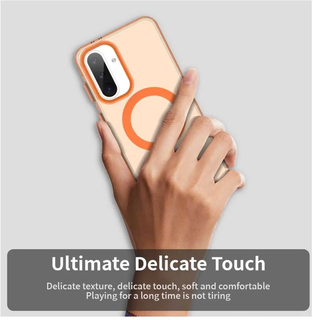 Selected MagSafe Backcover Hoesje Samsung Galaxy A56/A36 - Oranje & Transparant