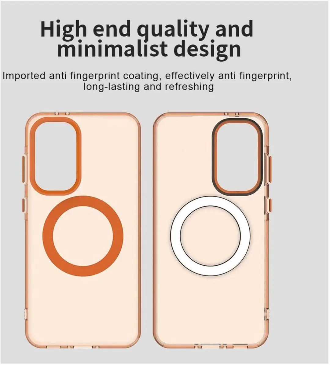 Selected MagSafe Backcover Hoesje Samsung Galaxy A56/A36 - Oranje & Transparant