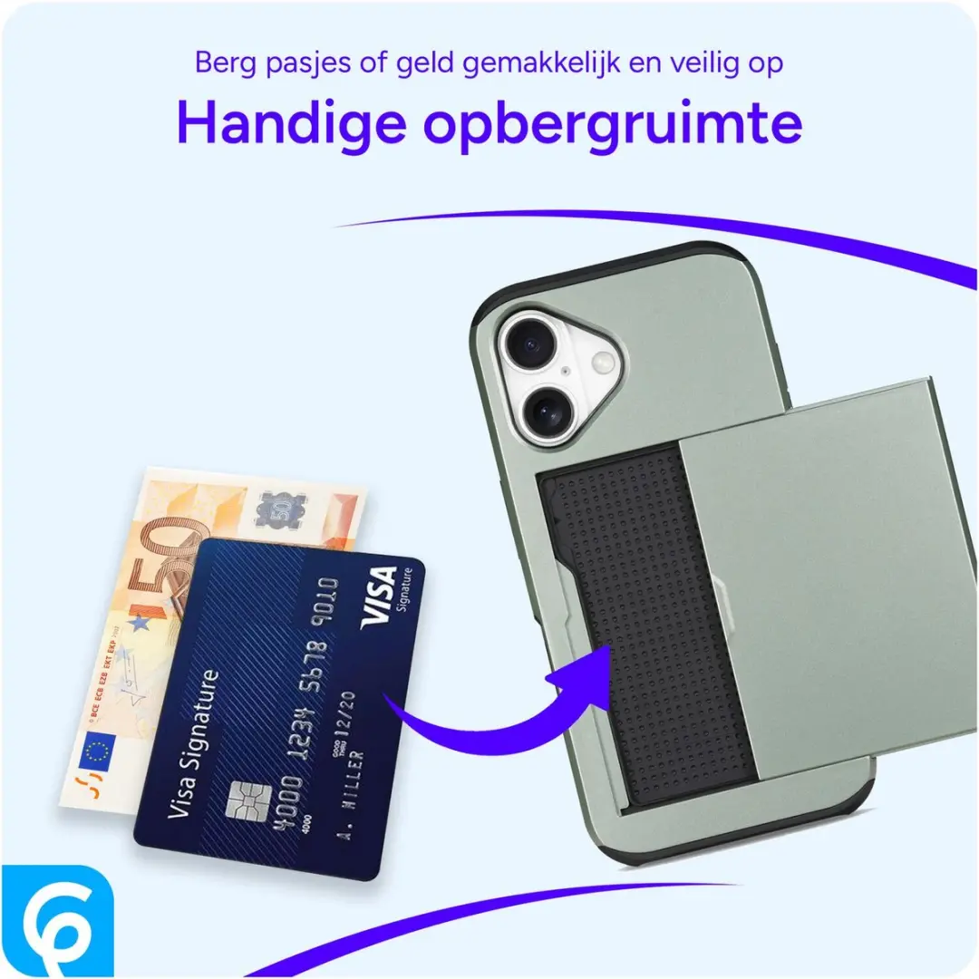 Selected Hoesje iPhone 16 Kaarthouder Groen - 2 Pasjes