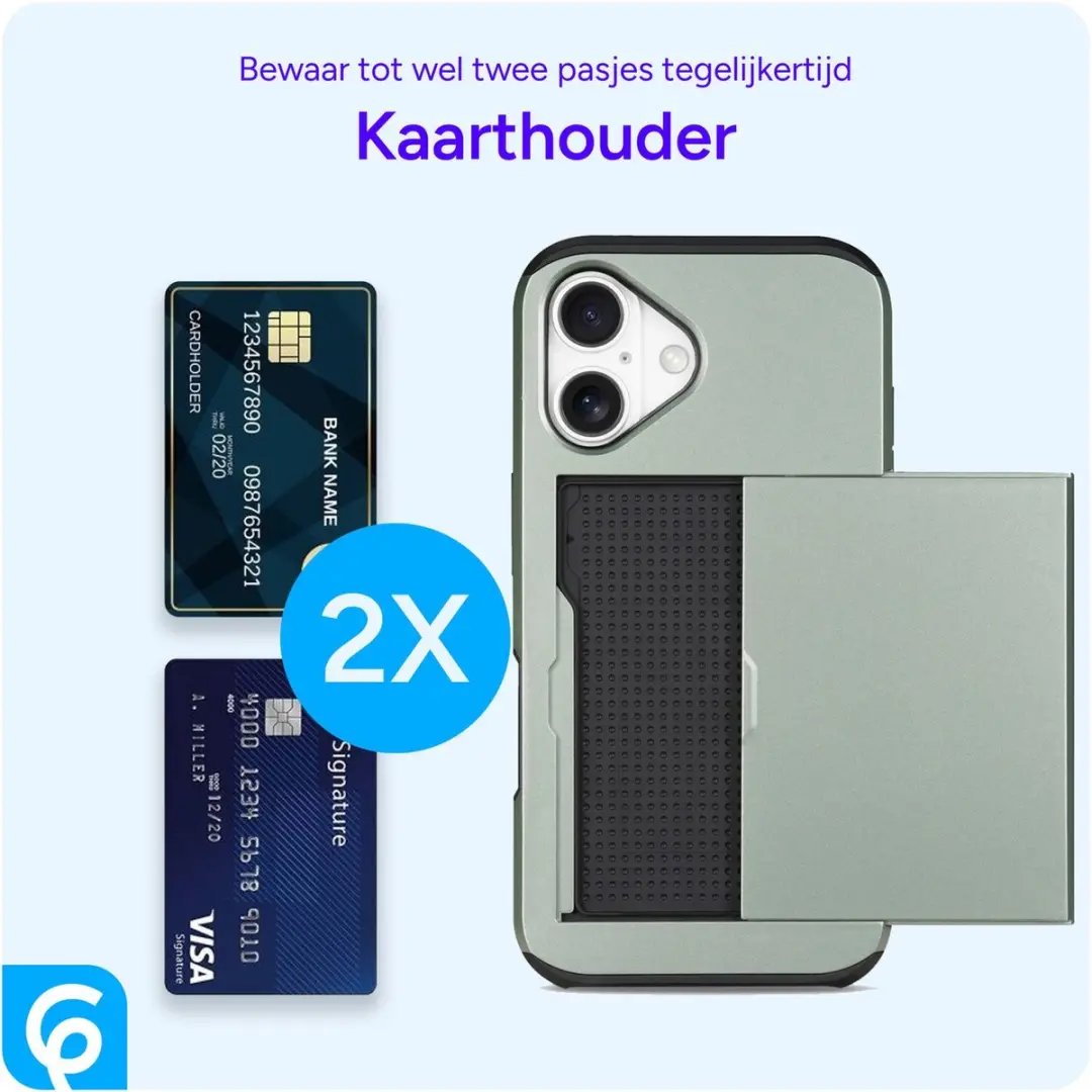 Selected Hoesje iPhone 16 Kaarthouder Groen - 2 Pasjes - afbeelding 6 van 6