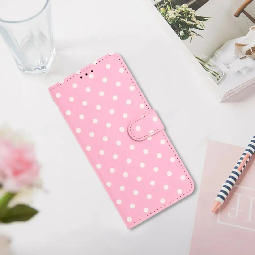 Selected Hoesje iPhone 17 Pro Max Polka Dot Wallet Book - Roze